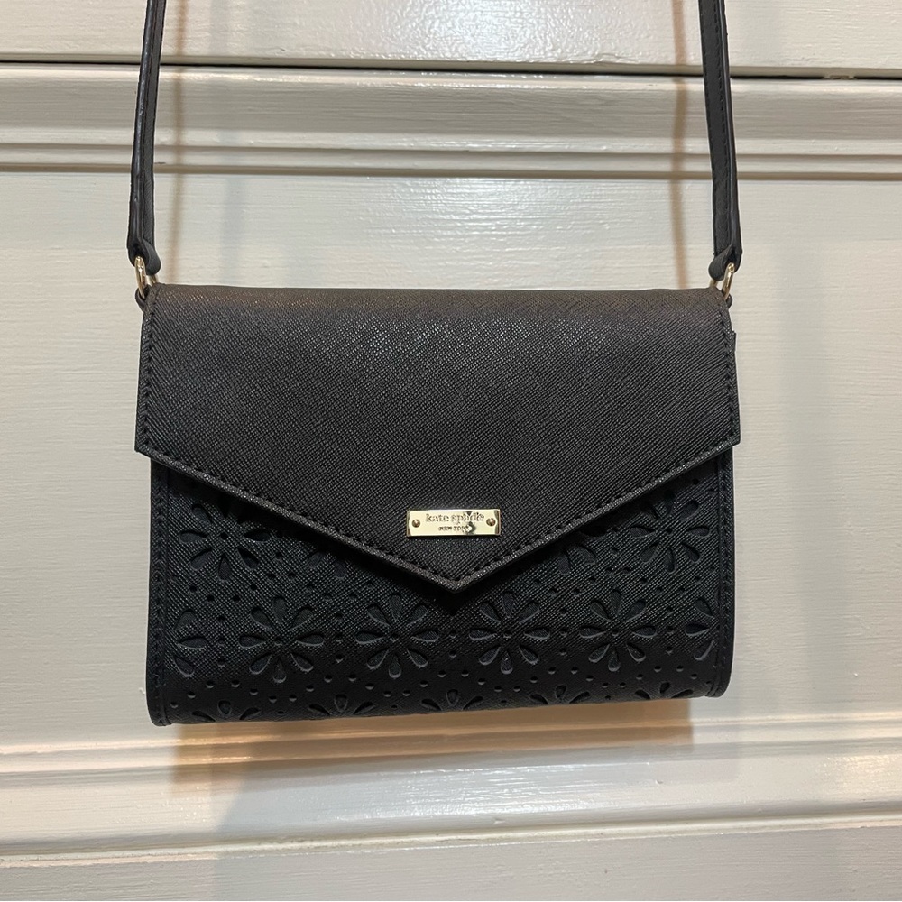 Kate Spade small leather bag w/ flower cut-outs